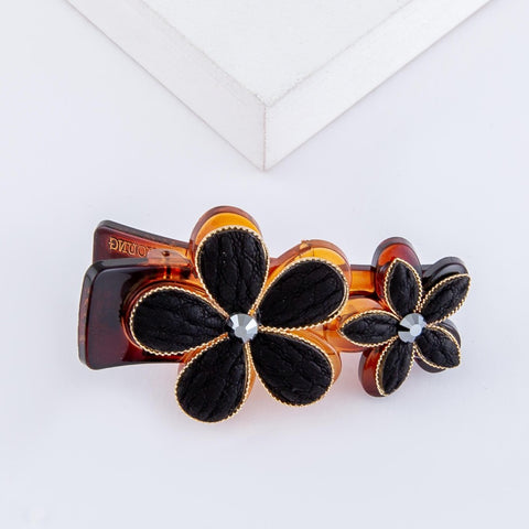 Black flower hair clip barrette