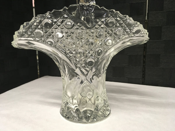 Crystal Glass Buttons Stars Basket Vase LE Smith Estate