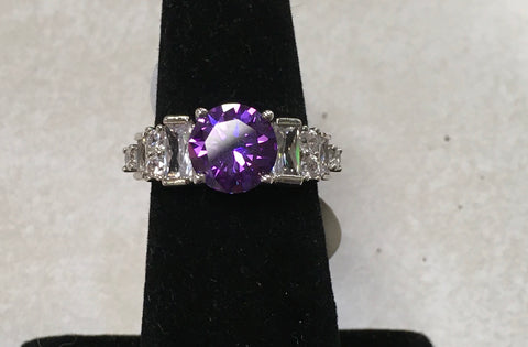 Purple CZ fashion ring size 8