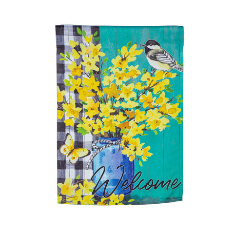 Spring Forsythia Suede House Flag