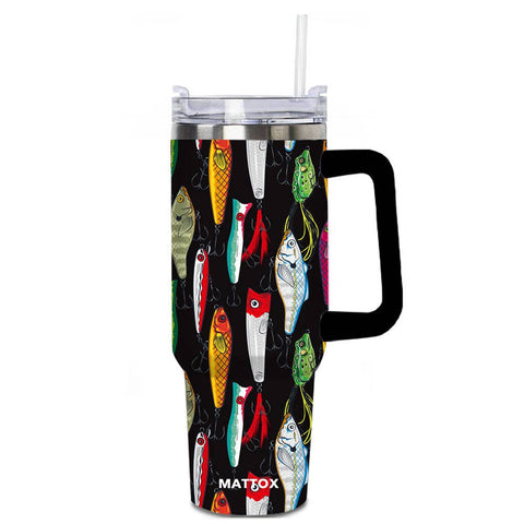 Fishing Lures 40 oz Tumbler Cup with Straw