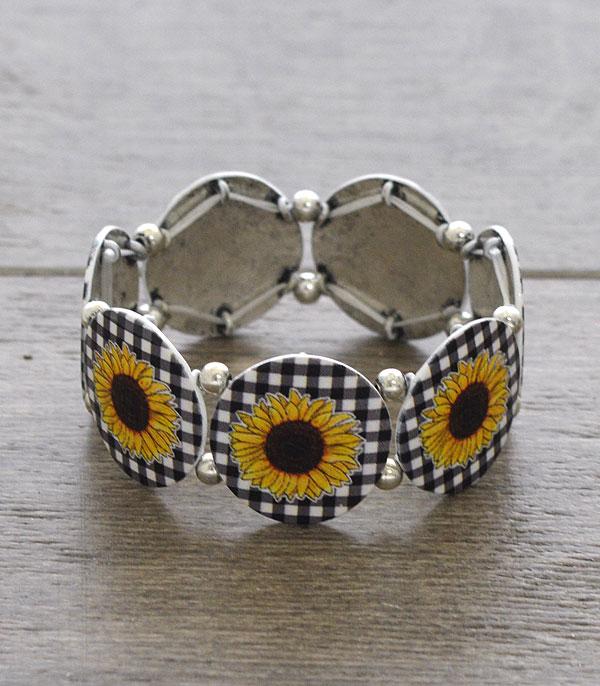 Sunflower Buffalo Plaid Bracelet