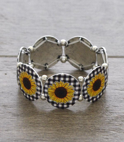 Sunflower Buffalo Plaid Bracelet
