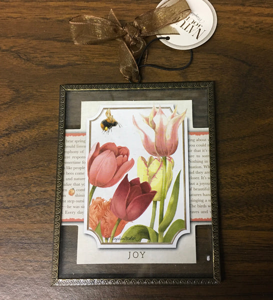 Joy tulips Natures Journey glass plaque picture