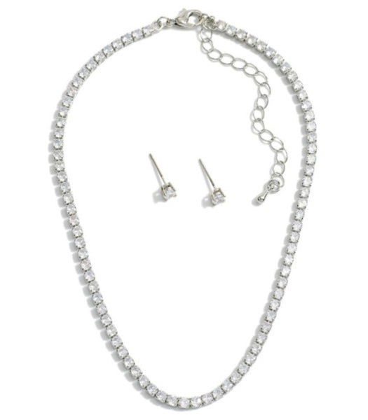 CZ rhinestone choker necklace set