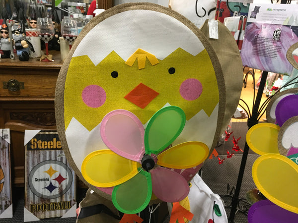 Easter Chick burlap spinner