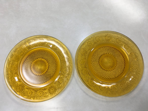 Vintage amber depression Indiana Glass dinner plate preowned set of 2