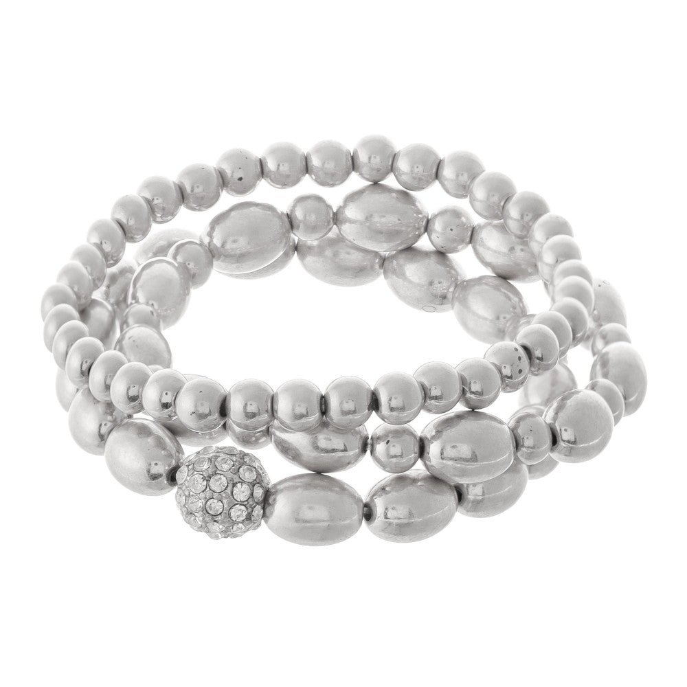 Silver rhinestone sphere bracelet
