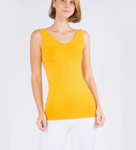 Mustard v neck reversible tank top