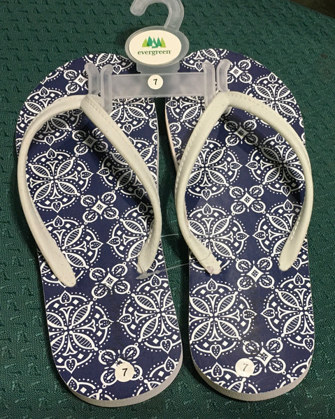 Geometric blue flip flops