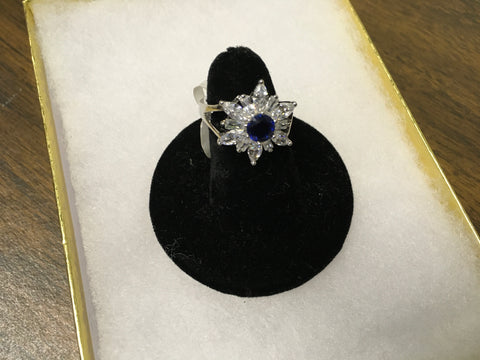 Blue Sapphire snowflake fashion ring size 8