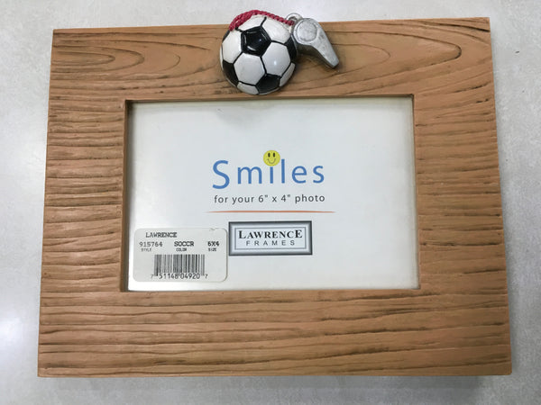 Soccer with whistle Lawrence frames 6” x 4” picture frame preowned