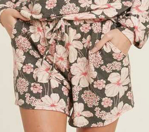 Charcoal floral print short
