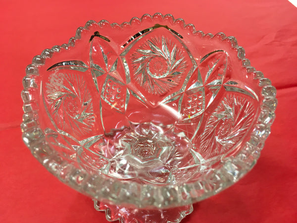 EAPG pinwheel design pedestal candy dish preowned