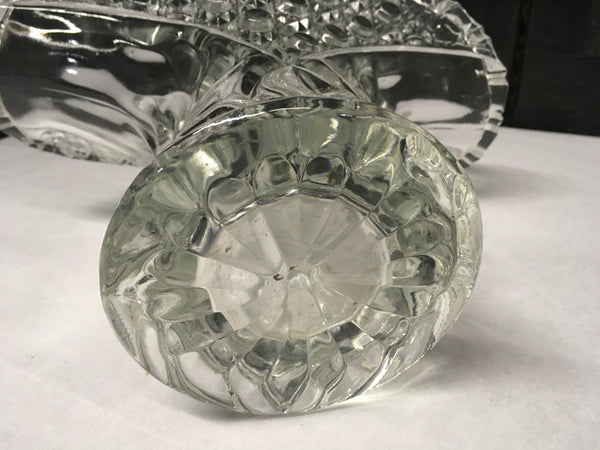 Crystal Glass Buttons Stars Basket Vase LE Smith Estate