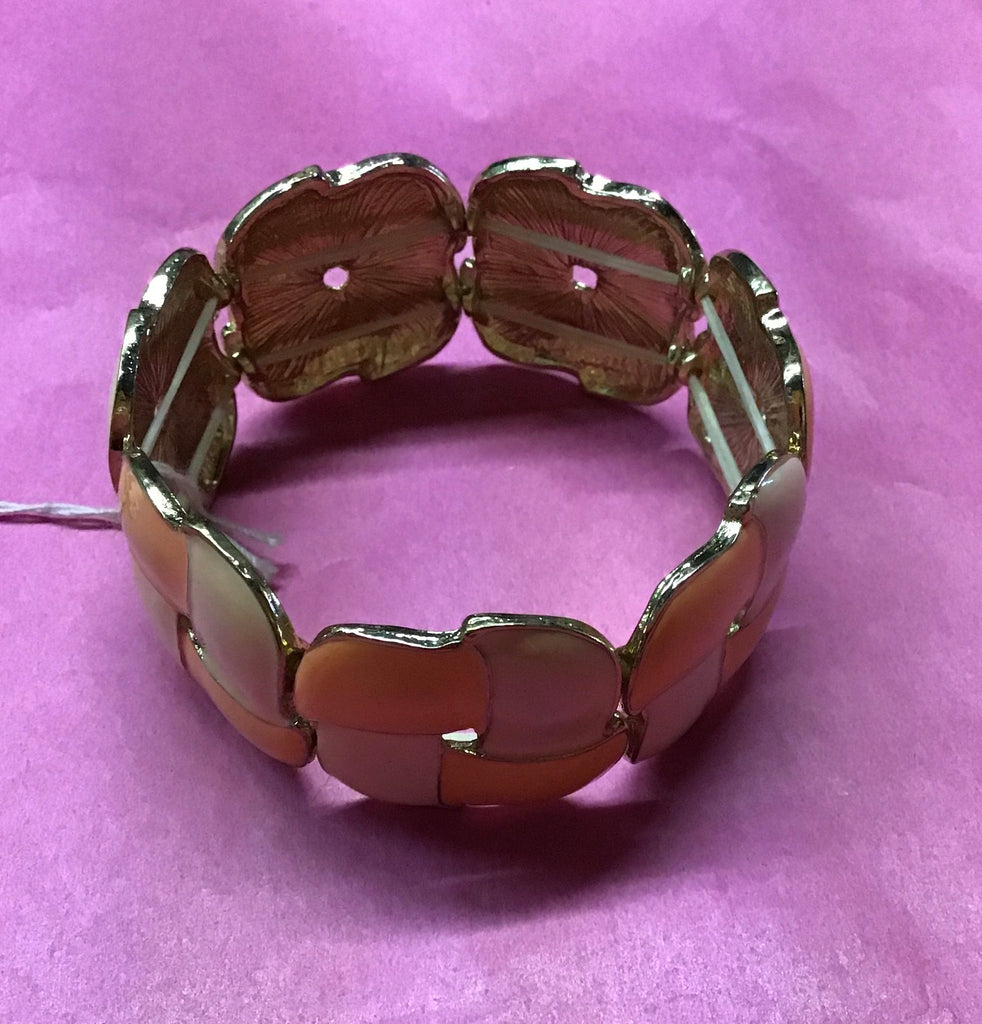Pink orange gold stretch bracelet