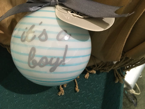 It’s a boy baby glass ornament