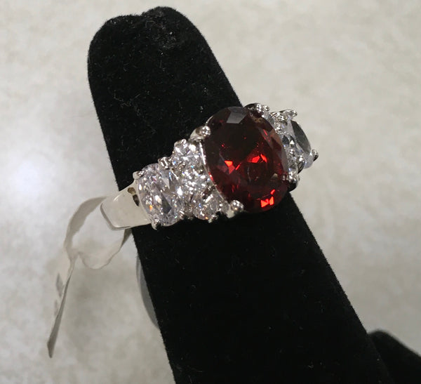 Ruby Red CZ fashion ring size 7