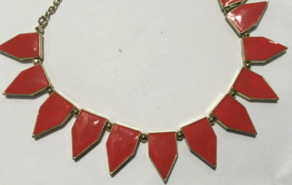 Orange geometric necklace set