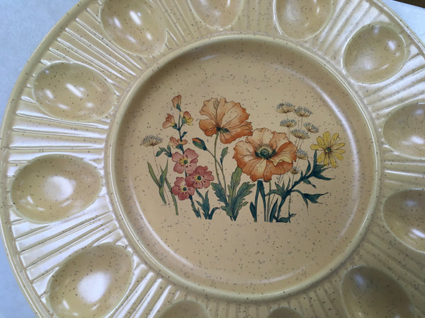 Vintage yellow gold deviled egg plate