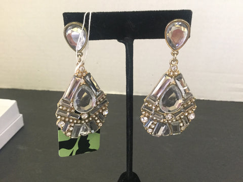 Gold rhinestone tear drop earrings