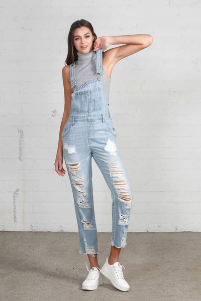 Insane Gene Distressed Raw Hem Jean Overalls