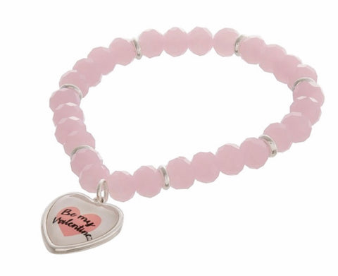 Pink beaded Valentine bracelet