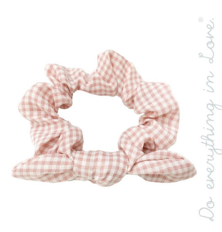 Pink plaid hair scrunchie