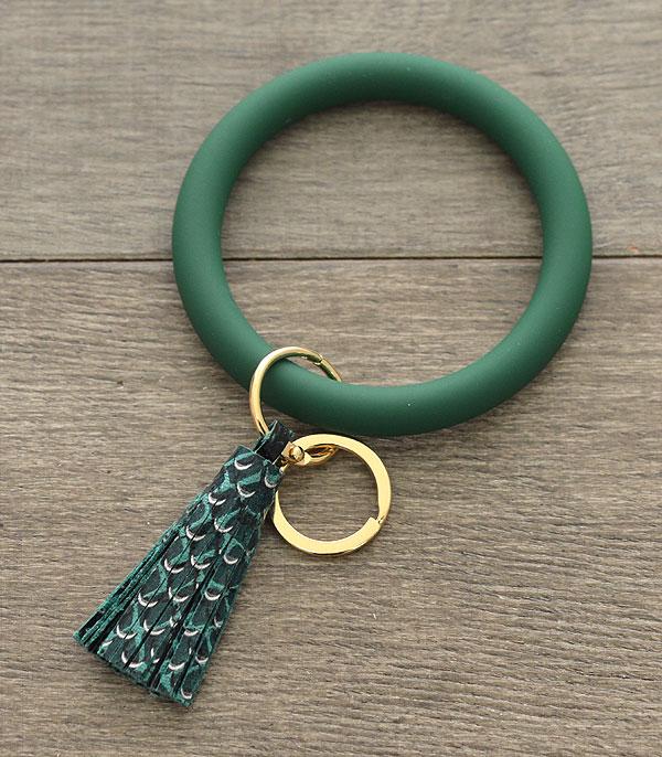 Green tassel bangle keychain