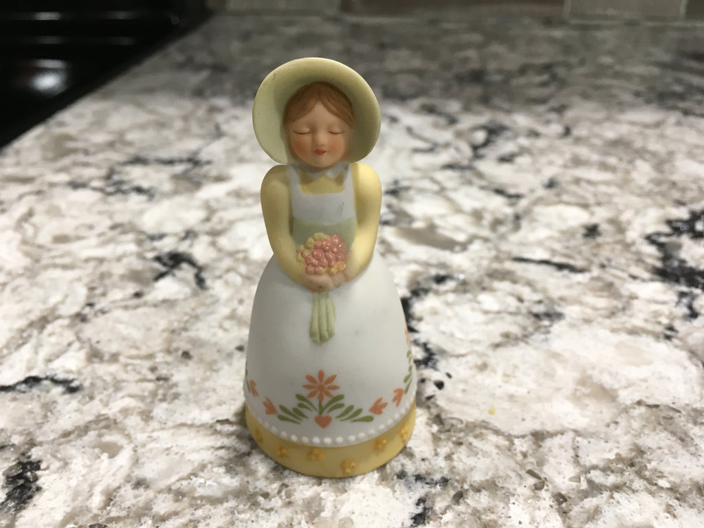 Vintage 1985 Avon flower girl bell figurine