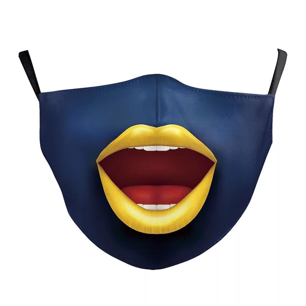 Yellow lips Mouth Face Fashion Face Mask