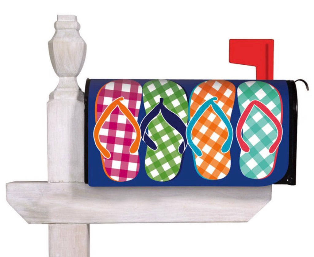 Plaid Flip Flops Mailbox Cover