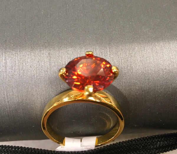 Red amber fashion ring size 10