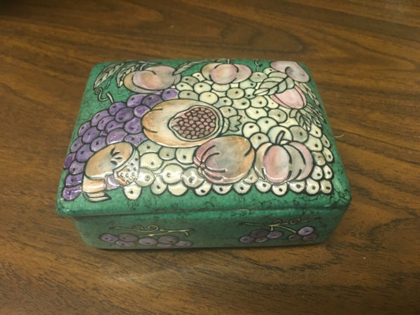 Jade green floral fruit Trinket box Nora Fenton Design like Preowned
