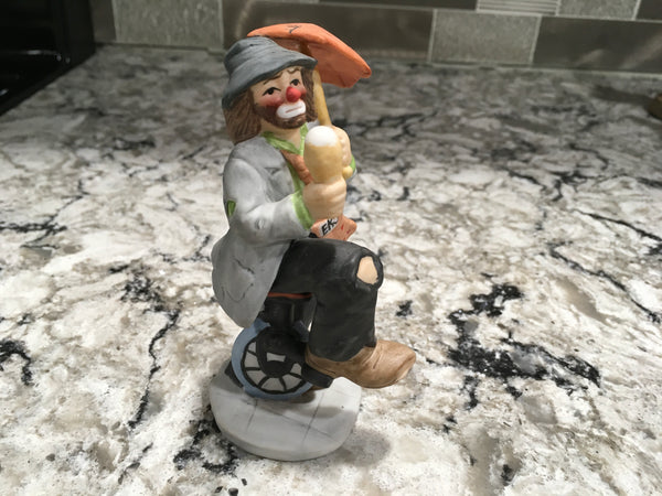 Vintage Emmett Kelly Jr unicycle clown figurine collectible