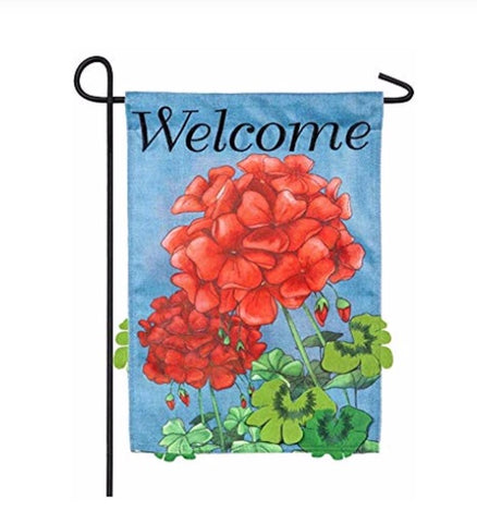 Geranium Welcome garden flag