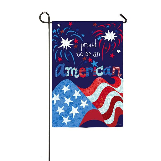 Proud To Be An American Glitter Accented Garden Flag