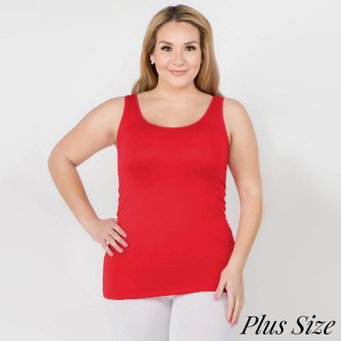 Red round neck tank top Plus