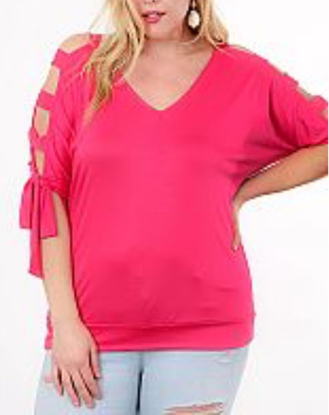 Fuchsia pink open shoulder top PLUS 1xl