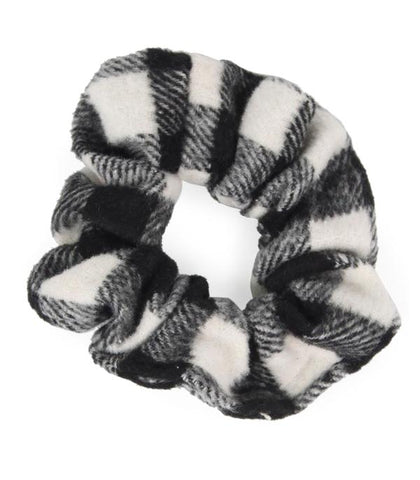White Buffalo Plaid Print Hair Scrunchie