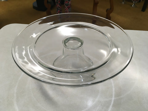 Glass cake plate on pedestal base preowned