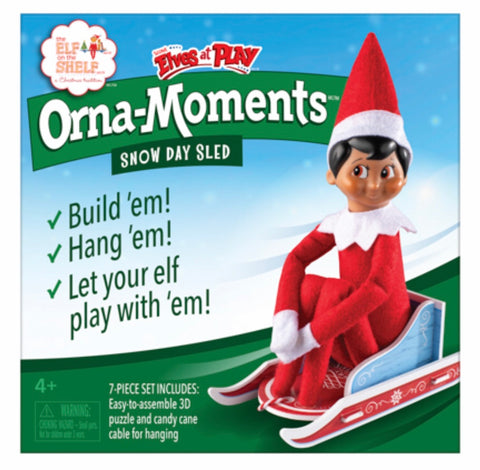 Elf orna moments snowy day sled