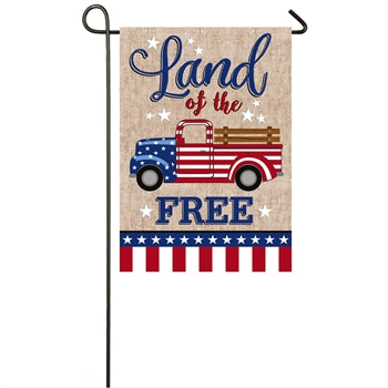 Patriotic Truck Land of the free Garden Burlap Flag