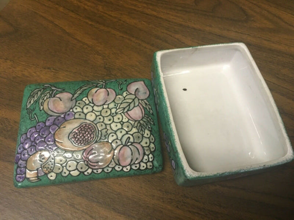 Jade green floral fruit Trinket box Nora Fenton Design like Preowned