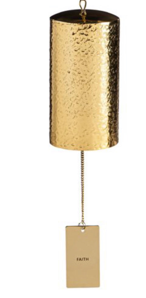 Gold Faith Hammered Metal Wind Bell