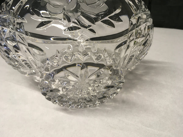 Brides basket with flowers crystal glass preowned