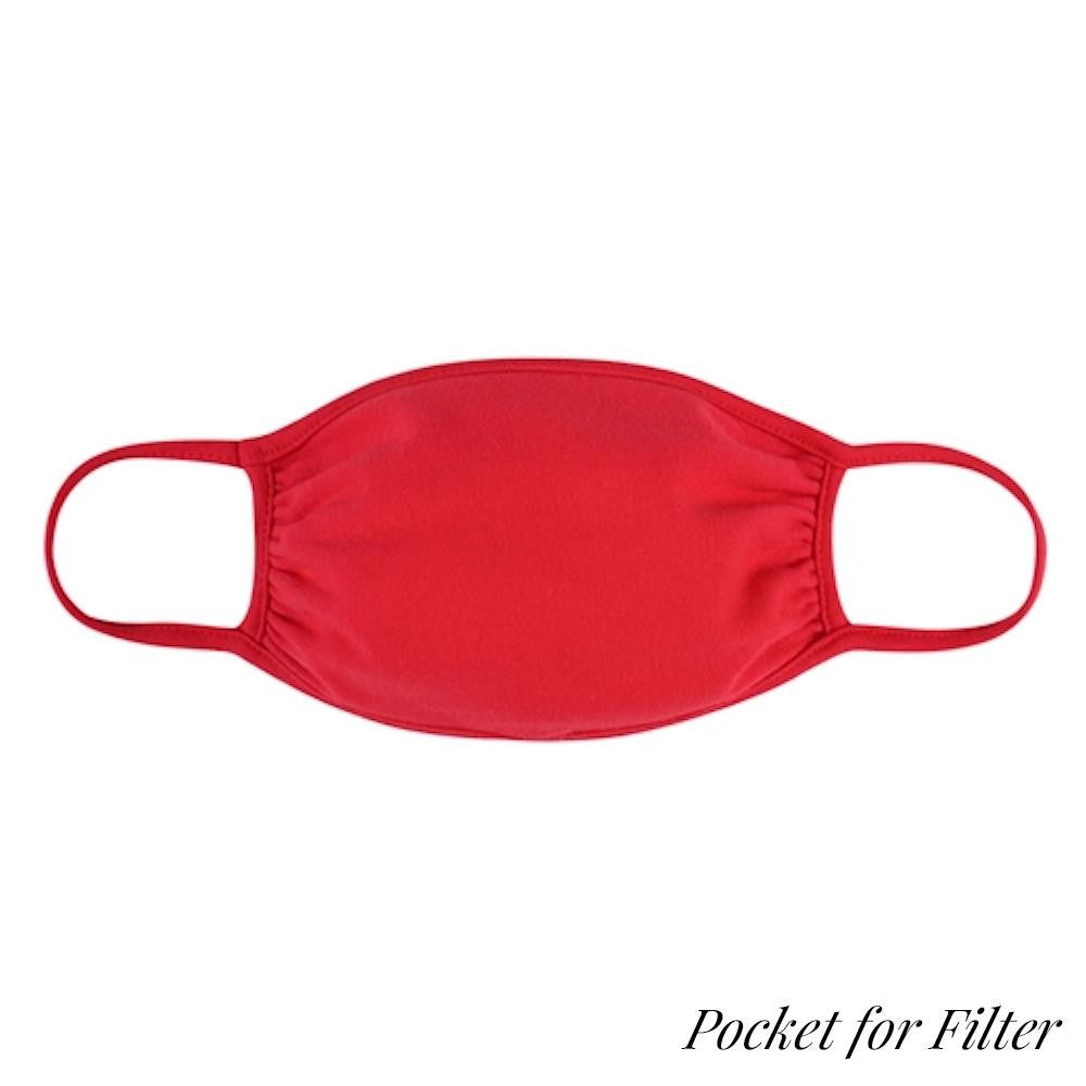 Red Adults T-Shirt Cloth Face Mask with Filter Insert