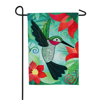 Hummingbird Quilled Look Garden Linen Flag