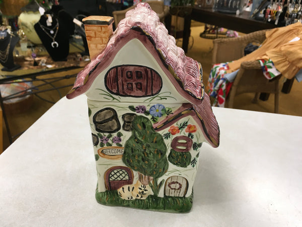 Country cottage home ceramic cookie jar Estate