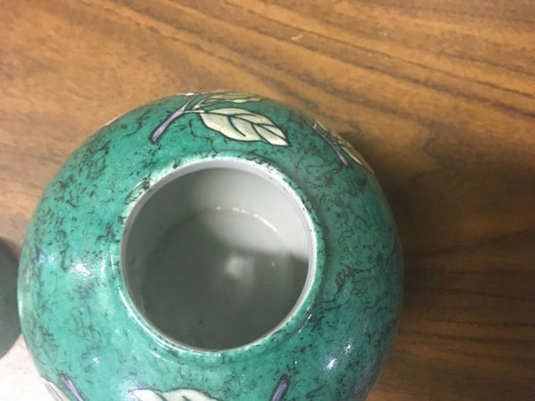 Jade green floral fruit ginger jar Nora Fenton Design like Preowned